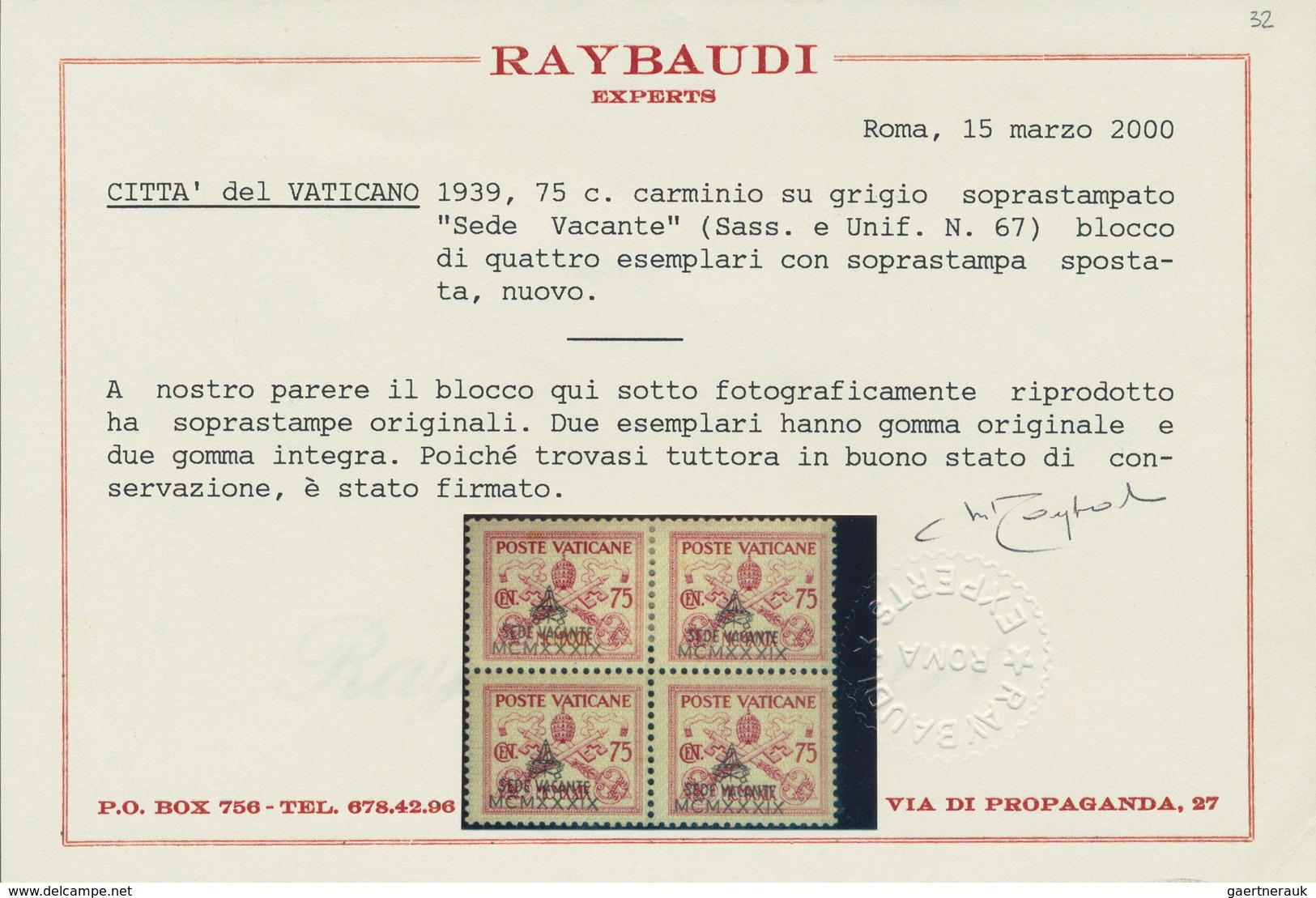 Vatikan: 1939, Sede Vacante, 5 C Brown/rose With Variety "upper Bar Of 'E' In VACANTE Missing", Toge - Neufs