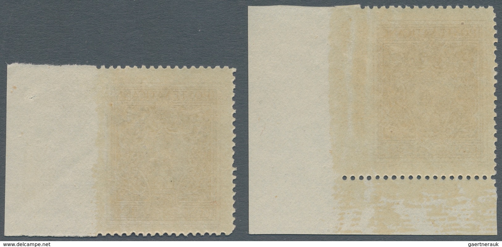 Vatikan: 1945, 30 C Brown, Two Stamps With Imperforated Right Margin, One Stamp From Lower Right Cor - Neufs