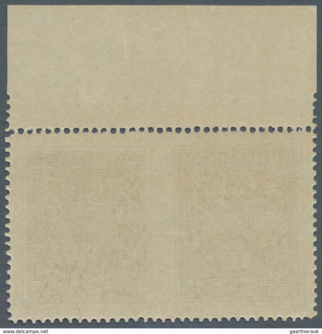 Vatikan: 1945, 30 C Brown, Horizontal Pair From Upper Margin With Vertically Imperforated Center, VF - Unused Stamps