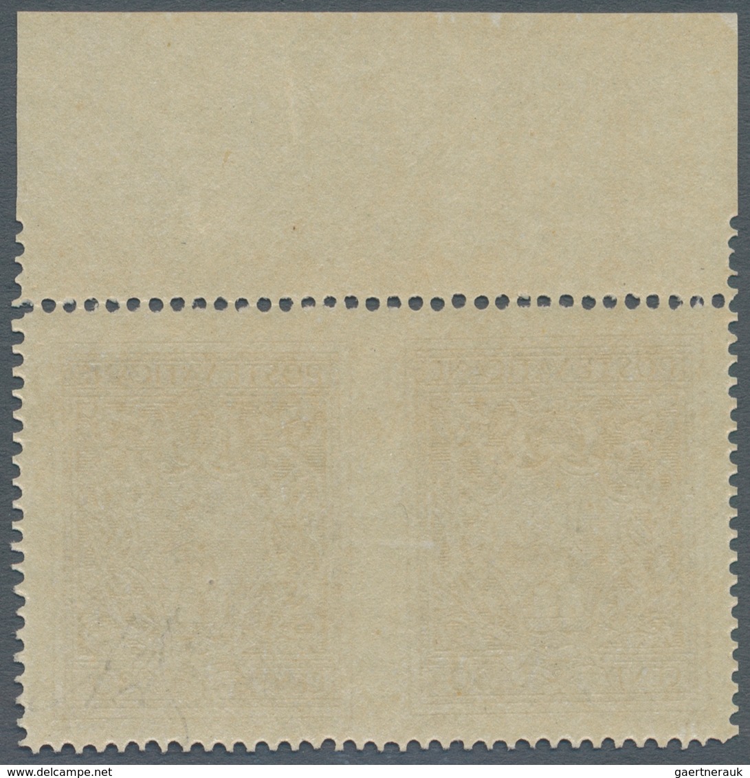 Vatikan: 1945, 30 C Brown, Horizontal Pair From Upper Margin With Vertically Imperforated Center, VF - Ungebraucht