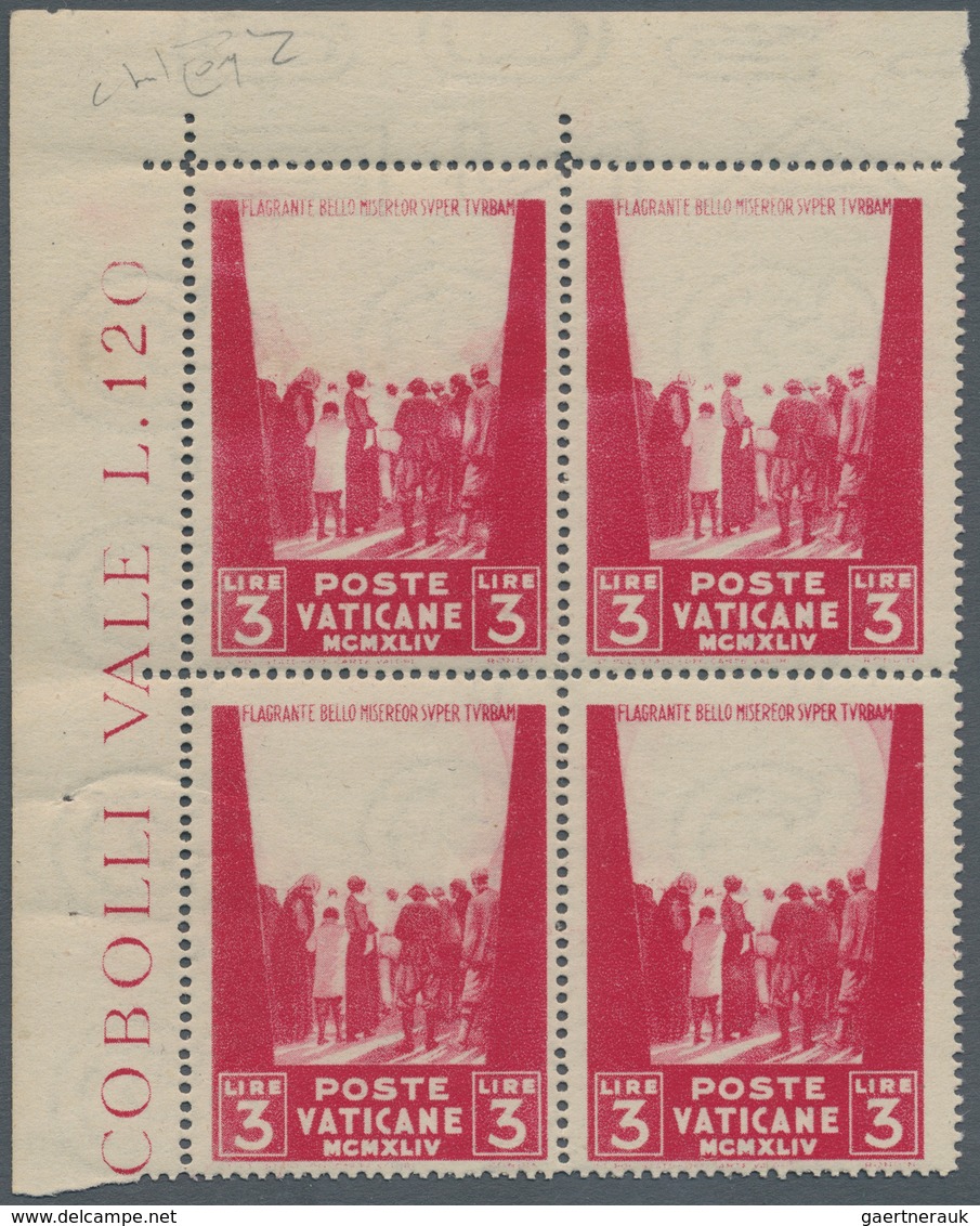 Vatikan: 1945, 3 L Carmine "war Victims Relief", With Variety "head Of Christ And Gloriole Missing", - Unused Stamps