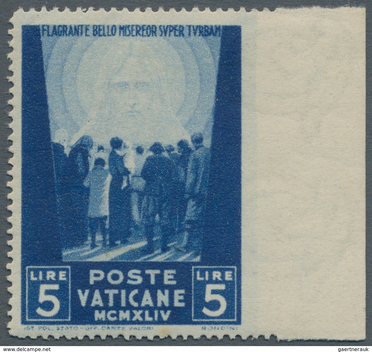 Vatikan: 1945, 5 L Blue "war Victims Relief", 2 Vertical Pairs, One Pair Horizontally Imperforated, - Unused Stamps