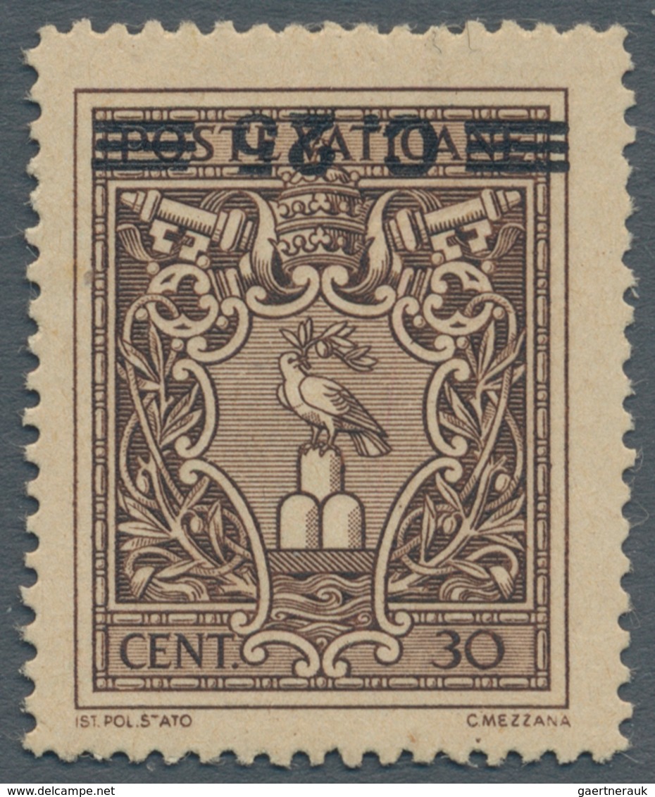 Vatikan: 1945, 25 C On 30 C Brown With INVERTED Overprint. VF Mint Lightly Hinged Condition. Expert - Unused Stamps