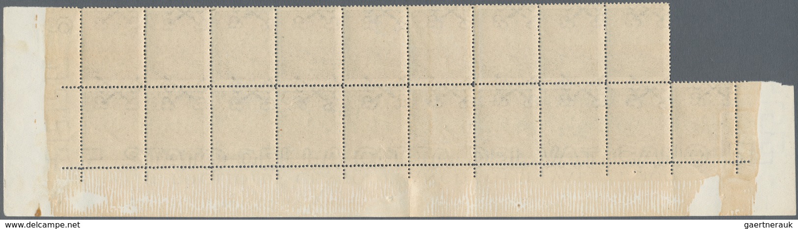 Vatikan: 1947, 4 L Brown Airmail Stamp, Block Of 19 (folded) From Upper Part Of Stamp Sheet With All - Unused Stamps