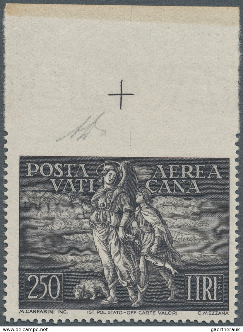 Vatikan: 1948, 250 L Grey-black Airmail Stamp "Tobias", Horizontally Imperforated At Top From Upper - Unused Stamps