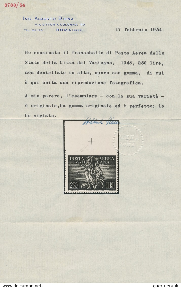 Vatikan: 1948, 250 L Grey-black Airmail Stamp "Tobias", Horizontally Imperforated At Top From Upper - Unused Stamps