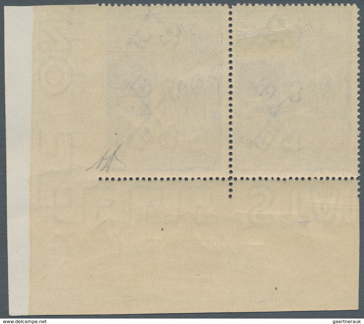 Vatikan: 1949, 3 L Violet "basilicas", Horizontal Pair From Lower Right Corner With Imperforated Rig - Unused Stamps