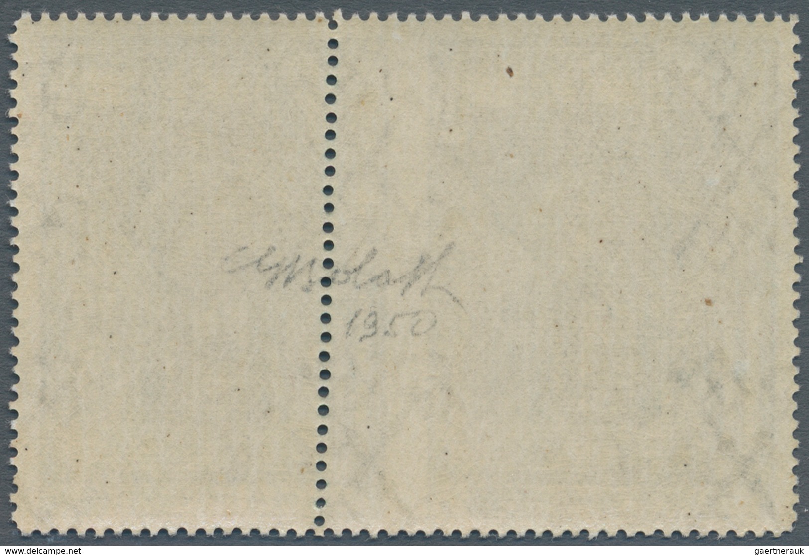 Vatikan: 1949, 8 L Deep Green "basilicas", Horizontal Pair, Vertical Perforation In The Center Stron - Unused Stamps