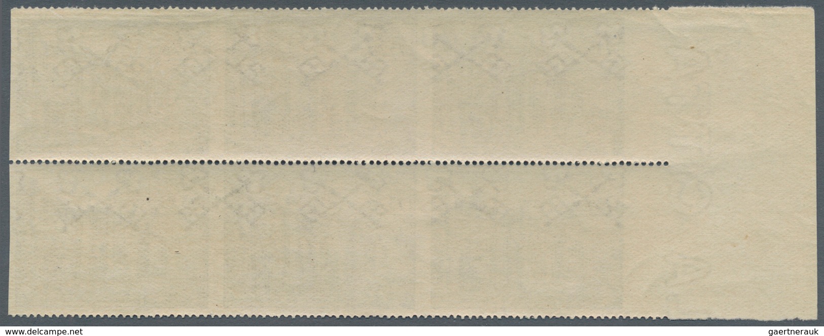 Vatikan: 1949, 13 L Deep Green "basilicas", Vertically Imperforated Block Of 6 From Left Margin. VF - Unused Stamps