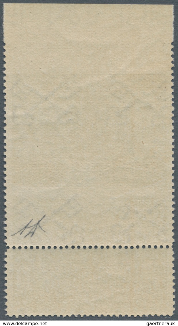 Vatikan: 1951, 5 L Greenish Grey "Council Of Chalcedon", Vertical Pair From Upper Sheet Margin, Uppe - Unused Stamps