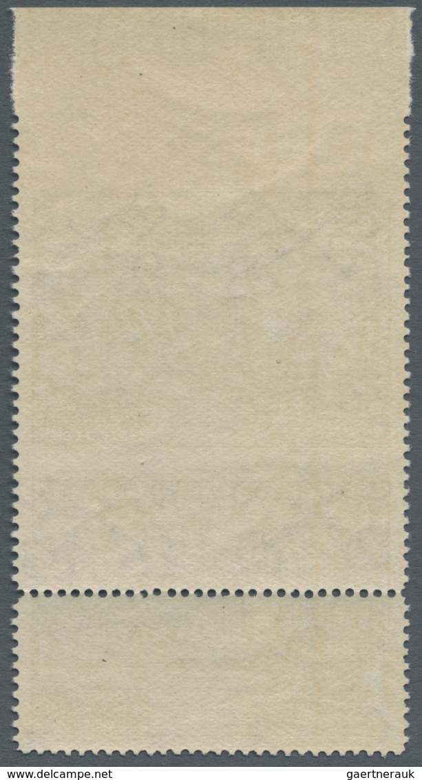 Vatikan: 1951, 5 L Greenish Grey "Council Of Chalcedon", Vertical Pair From Upper Sheet Margin, Uppe - Unused Stamps