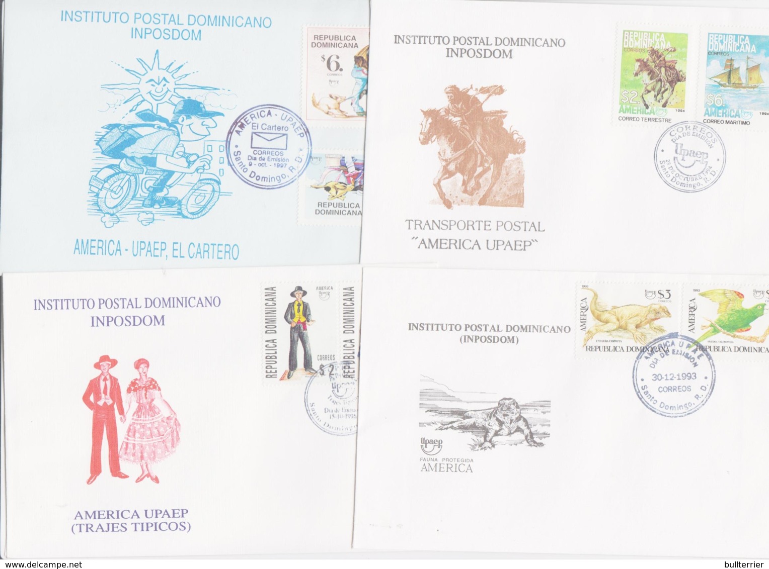 DOMINICAN REP - 1993,1994,1995 And 1997 UDEAP SETS  ON ILLUSTRATED FDCS - Dominican Republic