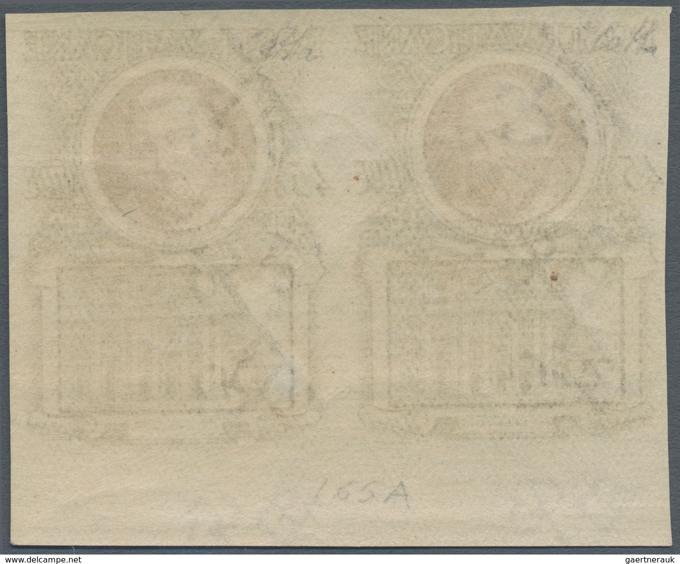 Vatikan: 1953, 45 L Olive-brown/black Definitive "popes", IMPERFORATED Horizontal Pair From Lower Ma - Neufs