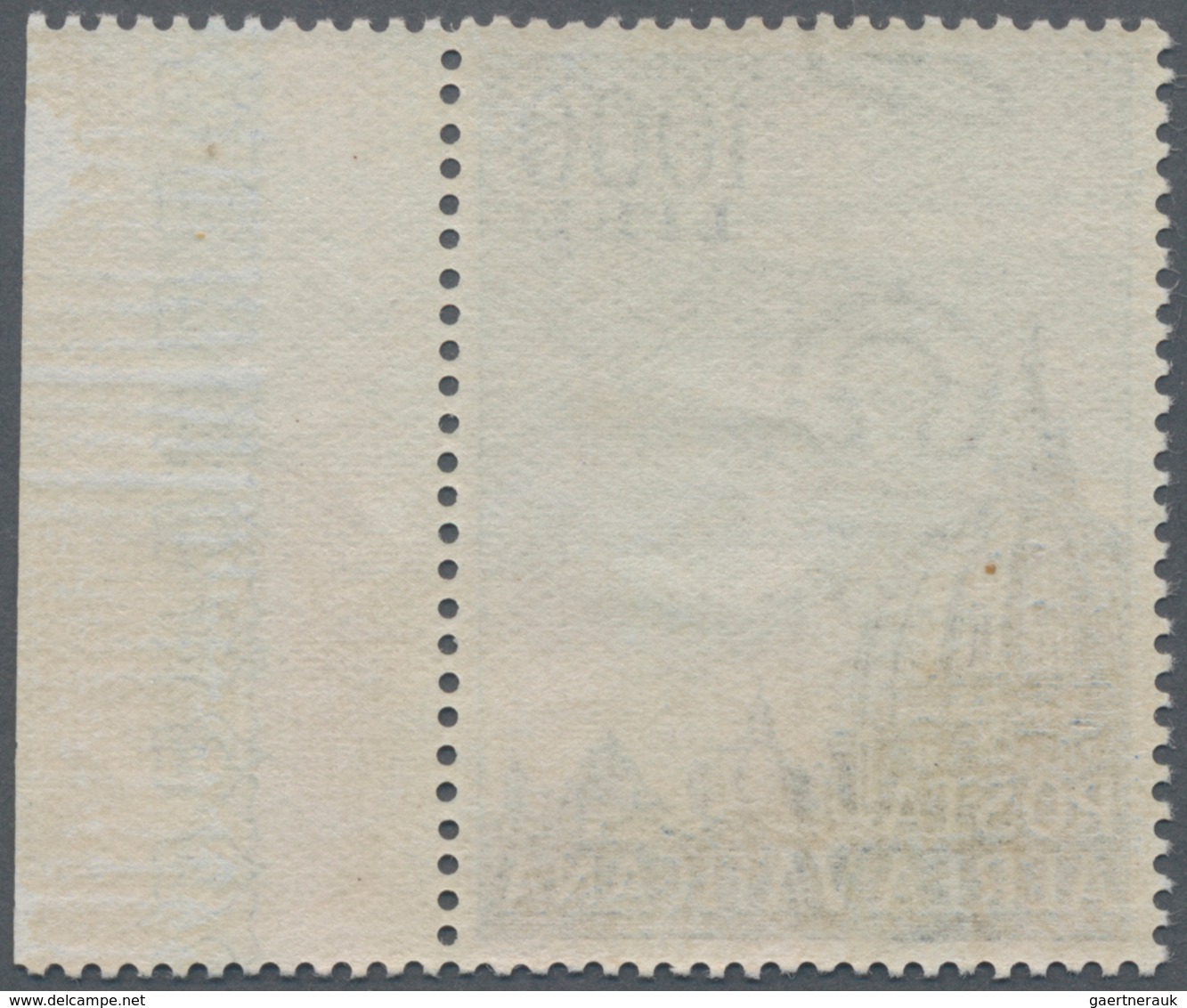 Vatikan: 1953, 1000 L Blue Airmail Stamp "Dome Of St.Peter's Basilica" From Right Sheet Margin With - Unused Stamps