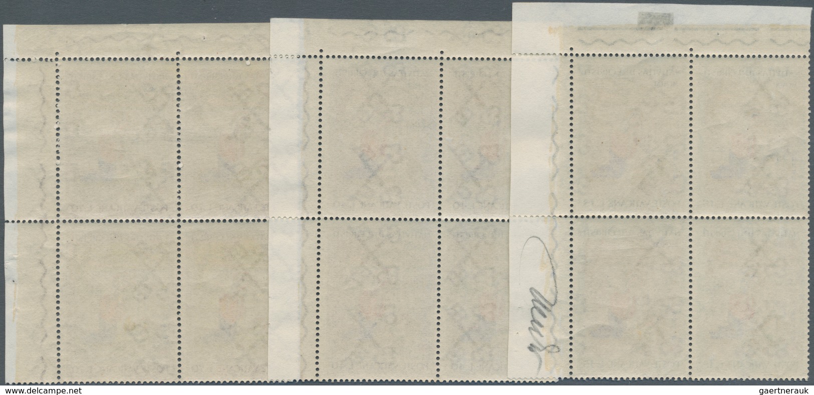 Vatikan: 1959, 25 L And 60 L "Radio Vatican", Each As Corner Block Of Four, All Stamps With Shifted - Unused Stamps