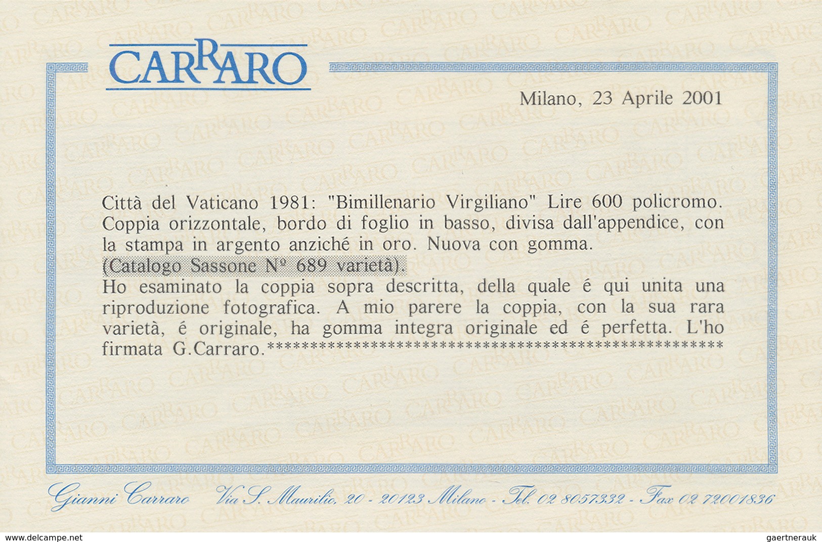 Vatikan: 1981, 600 L "P. Vergilius Maro", Horizontal Gutter Pair, Each Stamp With Printing Error "in - Unused Stamps