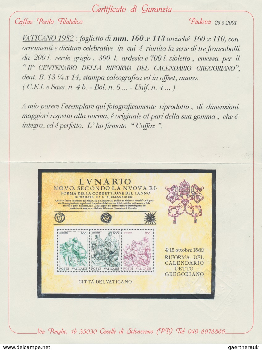 Vatikan: 1982, Gregorian Calendar, Miniature Sheet With Vertically Enlarged Formate 160 X 113 Mm Ins - Ungebraucht