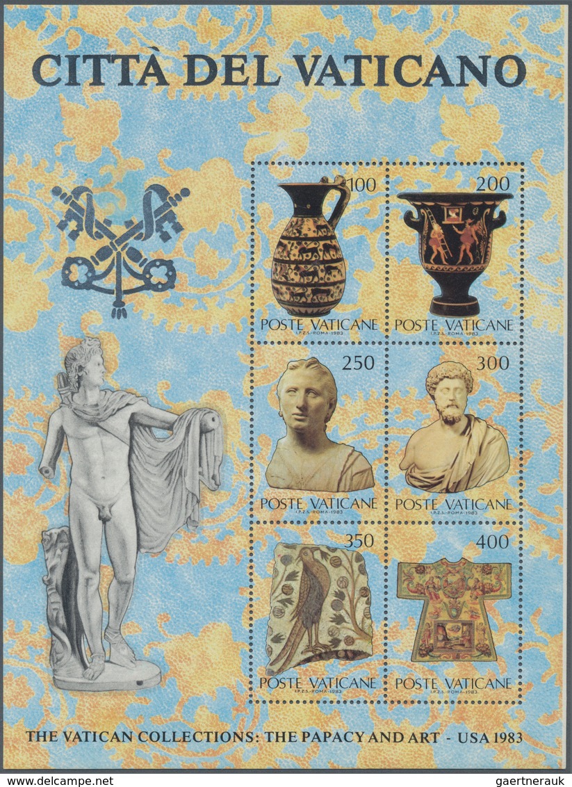 Vatikan: 1983, Vatican Artworks, Souvenir Sheet, Silver Color Of The Tiara At Top Of "papal Coat Of - Unused Stamps