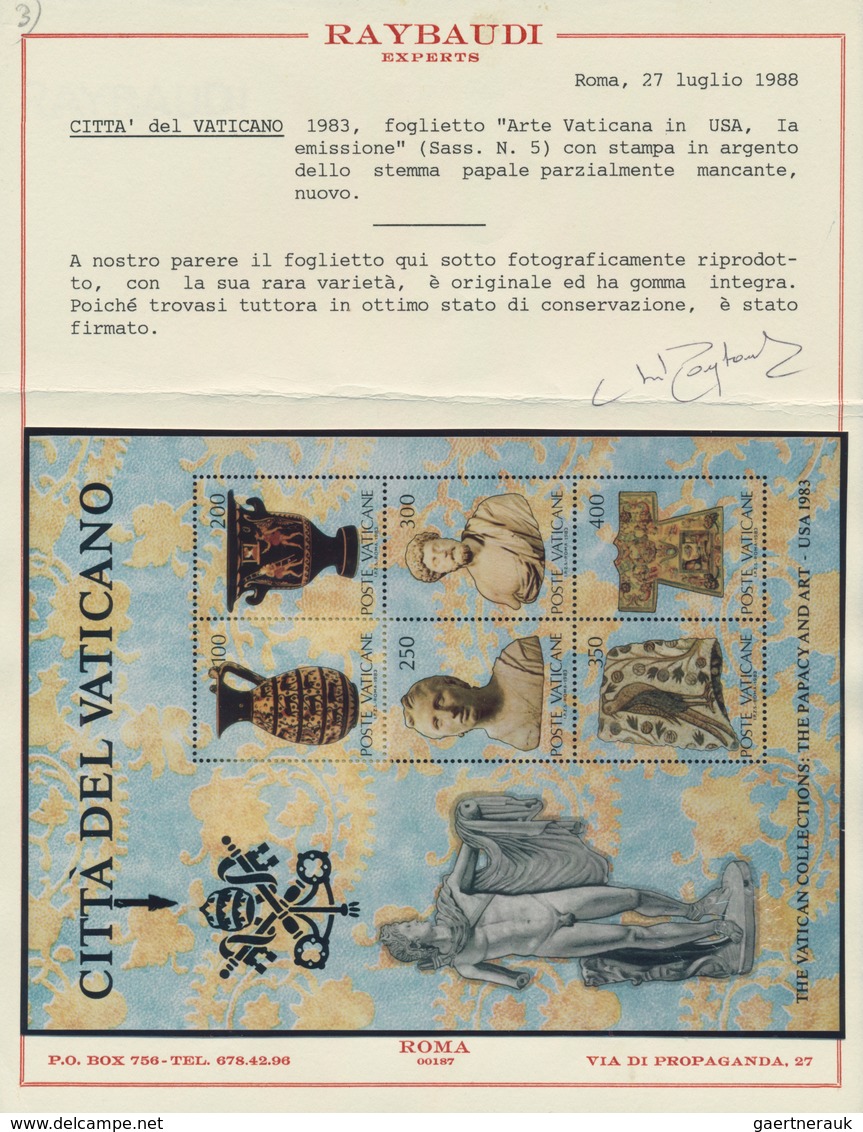 Vatikan: 1983, Vatican Artworks, Souvenir Sheet, Silver Color Of "papal Coat Of Arms" Partly Omitted - Unused Stamps