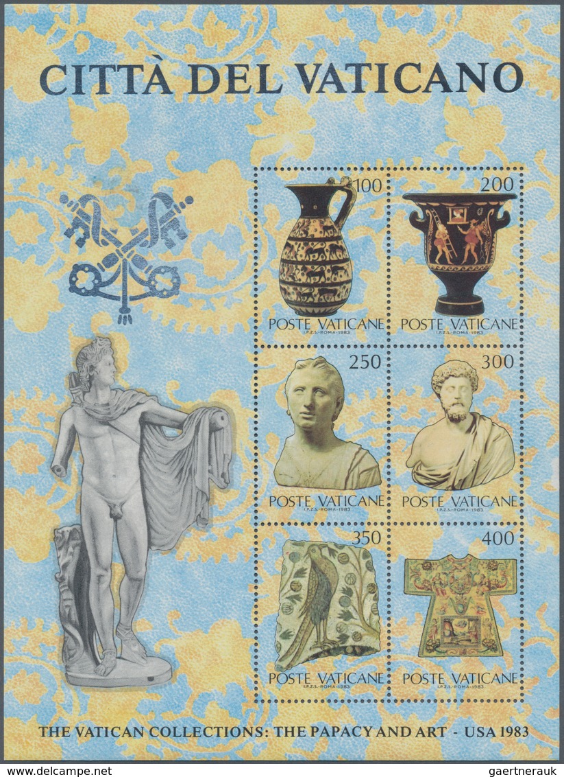 Vatikan: 1983, Vatican Artworks, Souvenir Sheet, Silver Color Of The Tiara At Top Of "papal Coat Of - Unused Stamps