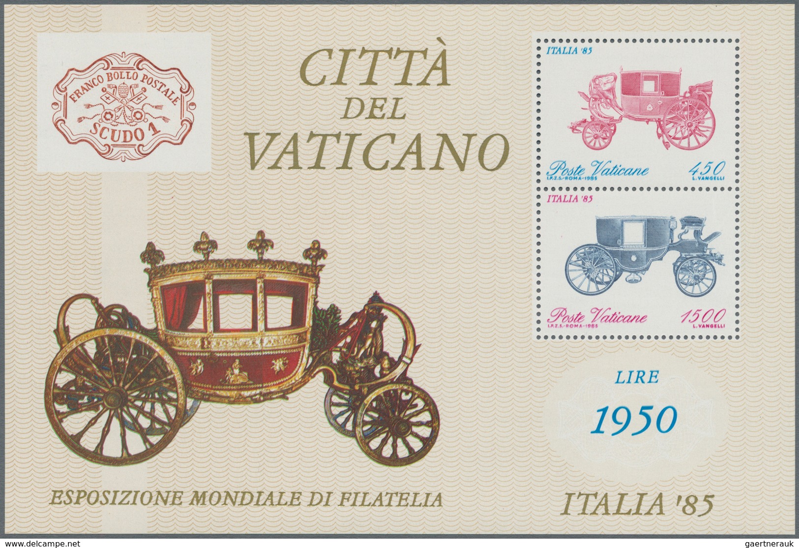 Vatikan: 1985, Stamp Exhibition ITALIA '85, Souvenir Sheet With DOUBLE PRINT Of The Blue Color. VF M - Unused Stamps
