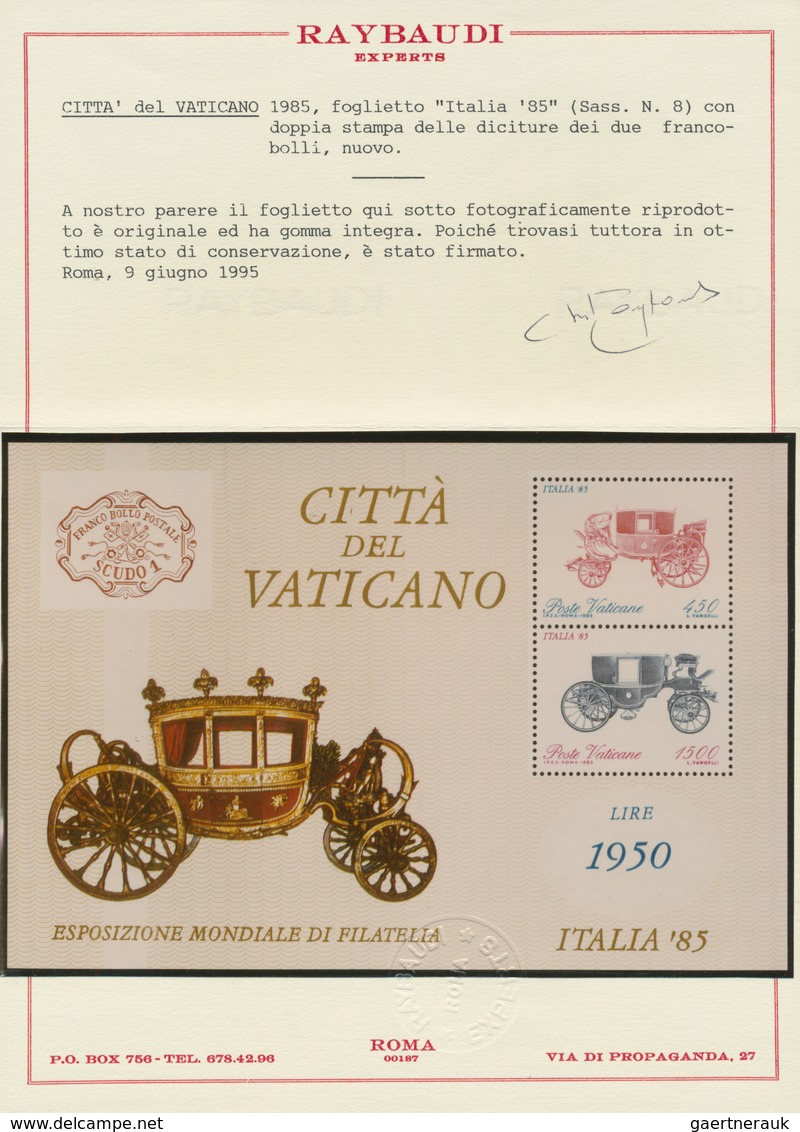 Vatikan: 1985, Stamp Exhibition ITALIA '85, Souvenir Sheet With DOUBLE PRINT Of The Blue Color. VF M - Unused Stamps
