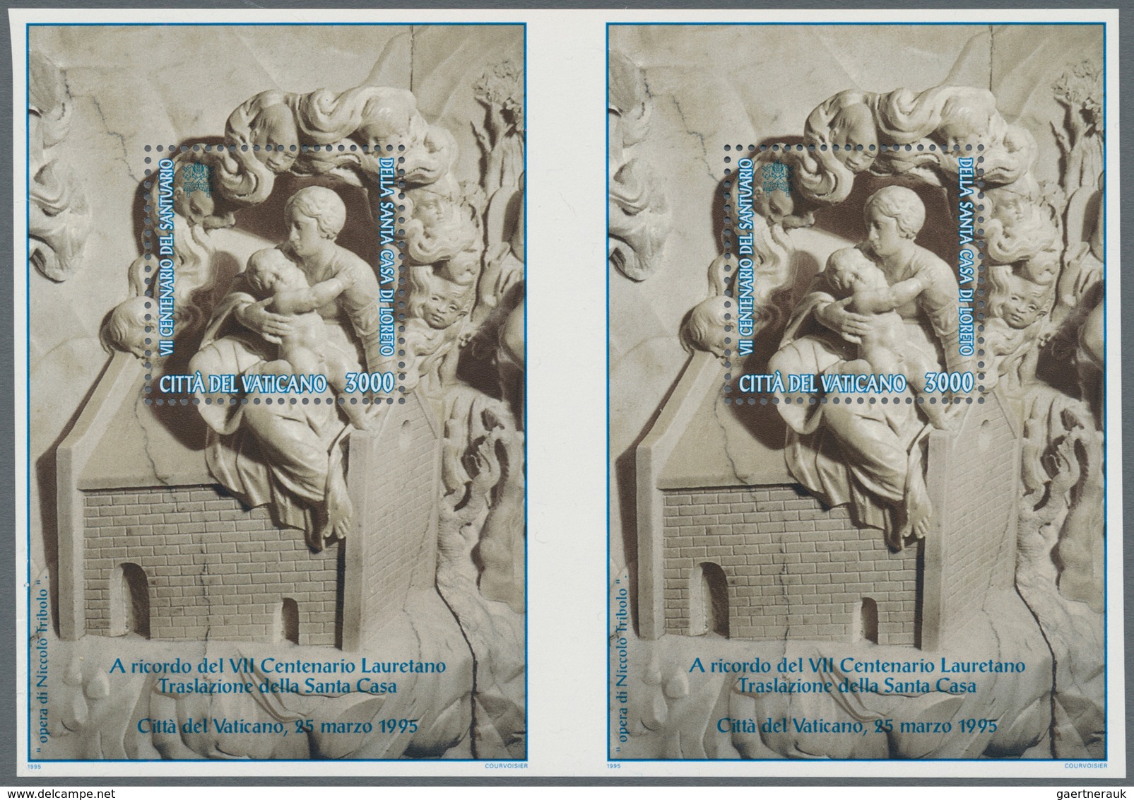 Vatikan: 1995, Art Works Of Loreto, 3000 L Souvenir Sheet, Undivided Horizontal Pair Of Souvenir She - Unused Stamps