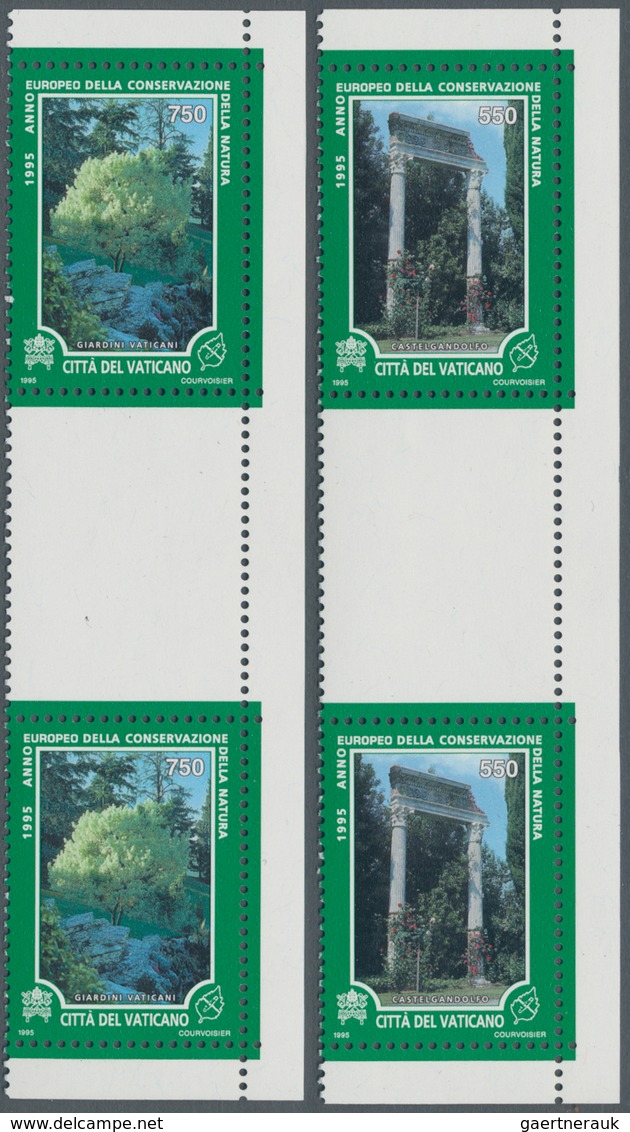 Vatikan: 1995, 300 L, 400 L, 550 L And 750 L "Conservation Year", Four Vertical Gutter Pairs. VF Min - Unused Stamps