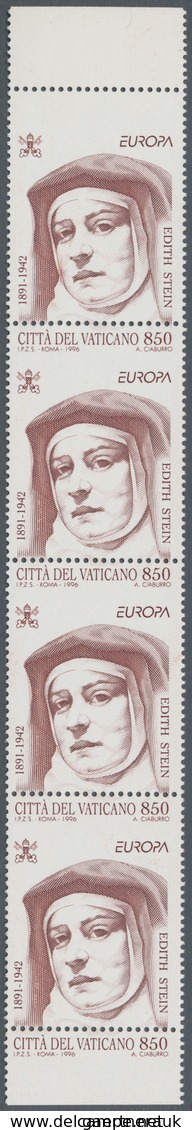Vatikan: 1996, 850 L Brown "Europa, Edith Stein", Vertical Strip Of 4 With Margins At Top And At Bot - Unused Stamps