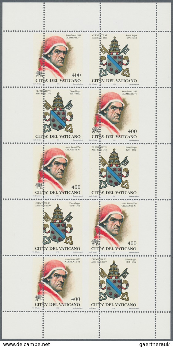 Vatikan: 1998, 400 L "Pope Clement VI.", Miniature Sheet, Vertical Perforation Significantly Shifted - Unused Stamps