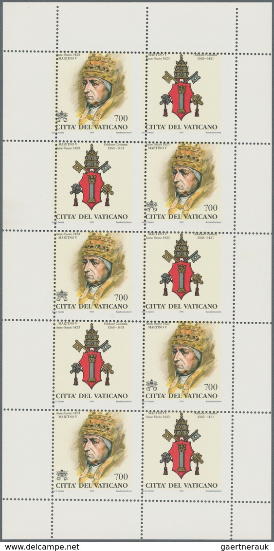 Vatikan: 1998, 700 L "Pope Martin V.", Miniature Sheet, Perforation Slightly Shifted Downwards And T - Ungebraucht