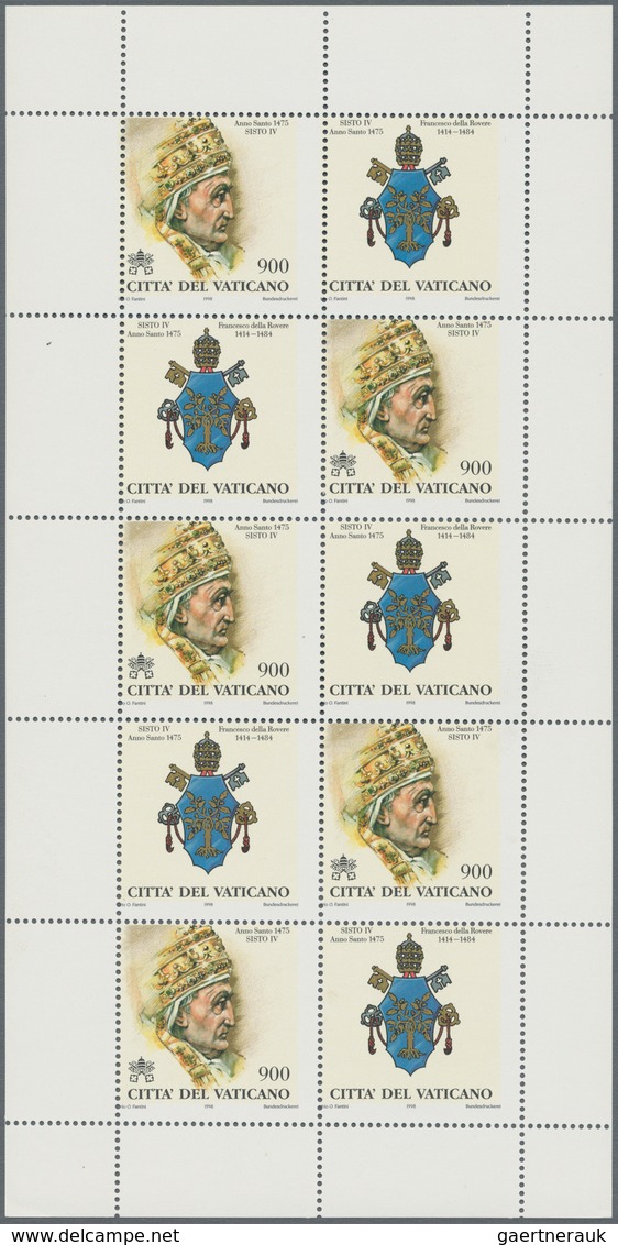 Vatikan: 1998, 900 L "Pope Sixtus IV.", Miniature Sheet, Perforation Slightly Shifted Downwards And - Unused Stamps