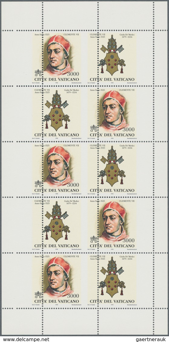 Vatikan: 1998, 3000 L "Pope Clement VII.", Miniature Sheet, Vertical Perforation Significantly Shift - Unused Stamps