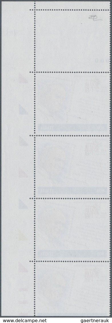 Vatikan: 1998, 800 L "Philatelic Exhibition ITALIA '98", Vertical Strip Of 5 From Left Sheet Margin - Unused Stamps