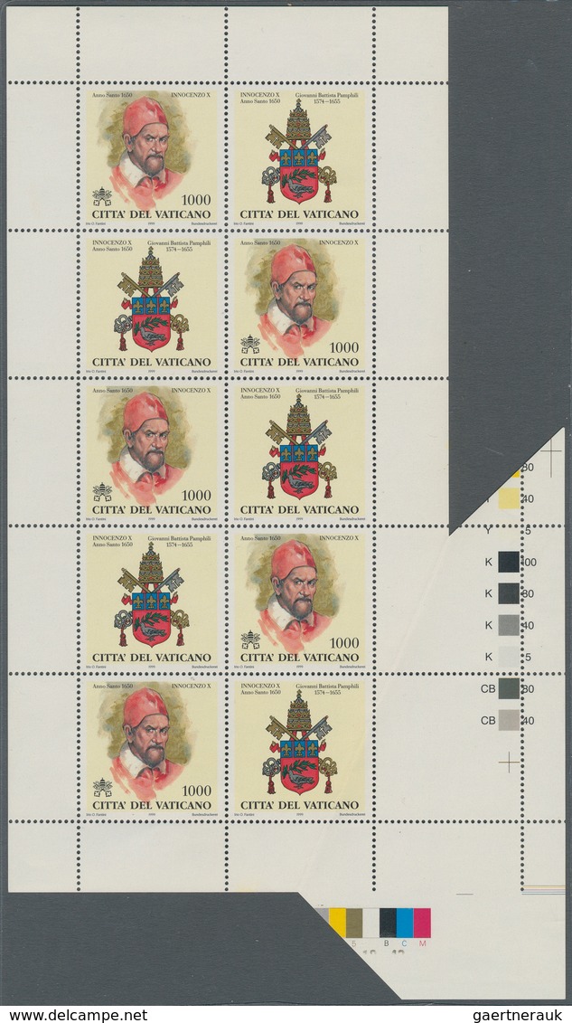 Vatikan: 1999, 1000 L "Pope Innocent X.", Miniature Sheet, Perforation Error With Two Additional Sta - Unused Stamps