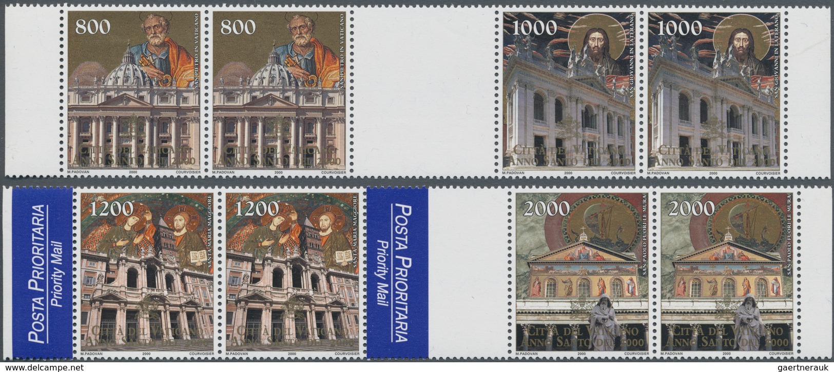 Vatikan: 2000, "Anno Santo", 800 L + 1000 L And 1200 L + 2000 L, Two Horizontal Strips Of 5 With Cen - Unused Stamps