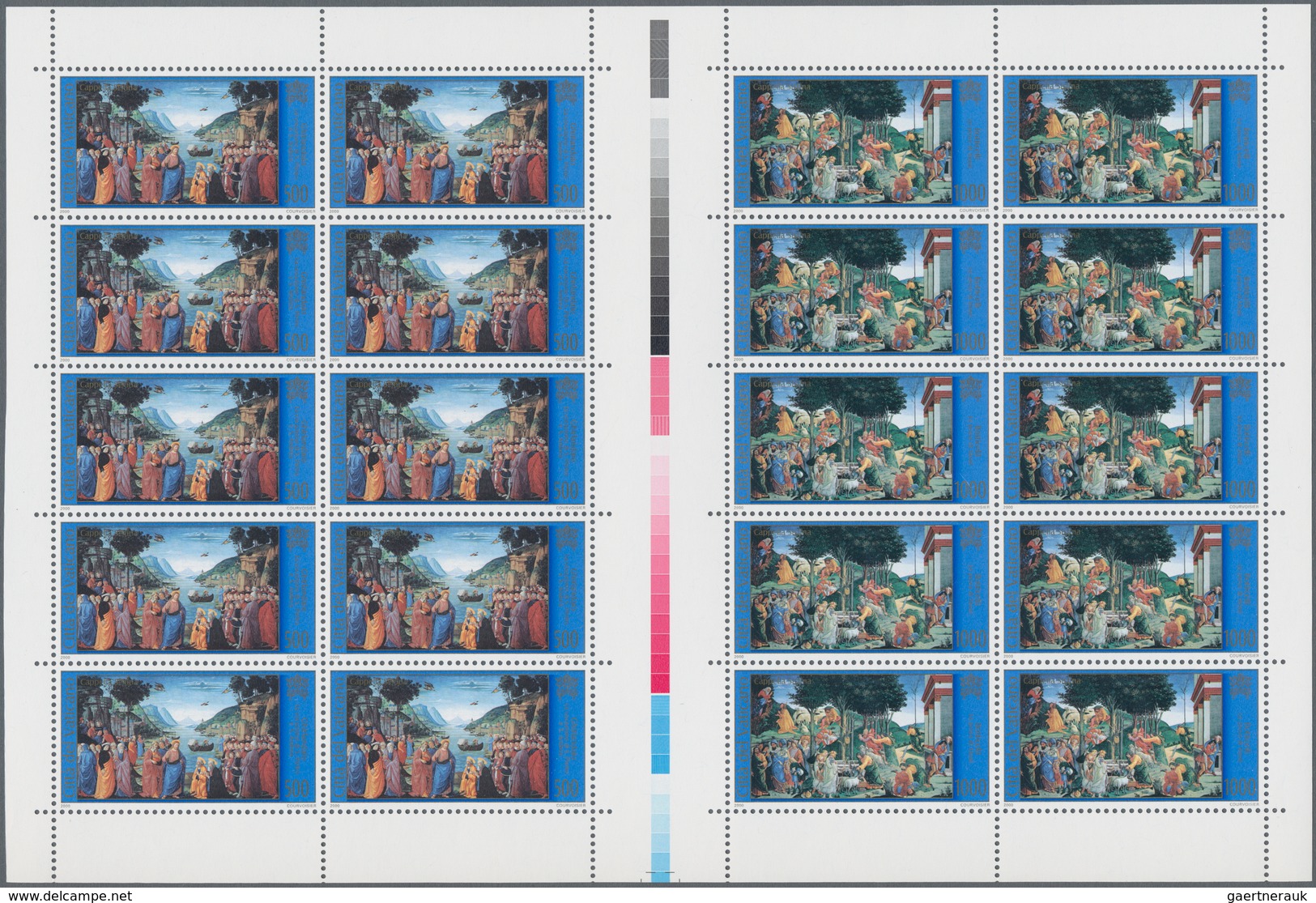 Vatikan: 2000, Sistine Chapel, 500 L + 1000 L And 1500 L + 3000 L, Two Undivided Pairs Of Miniature - Unused Stamps