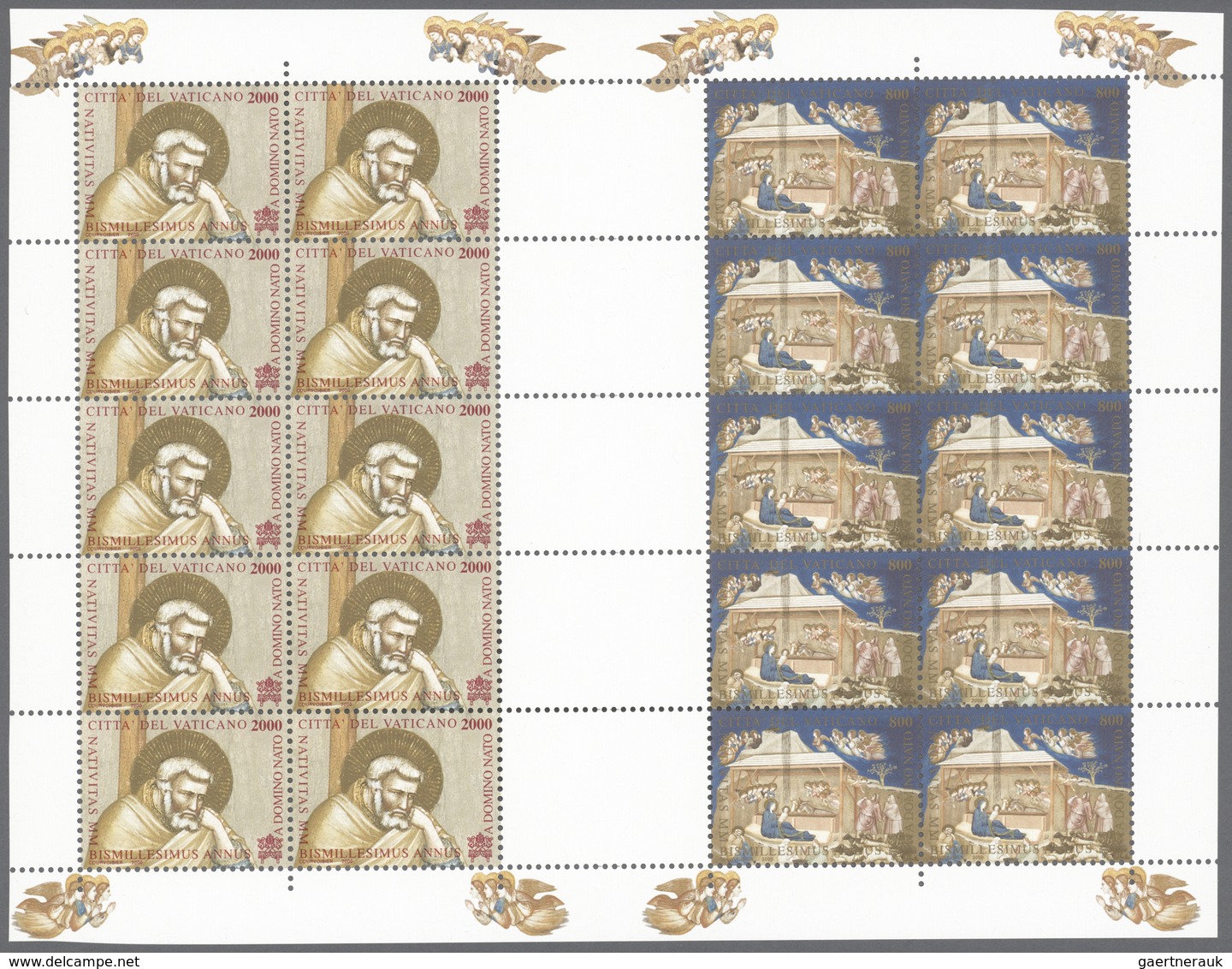 Vatikan: 2000, Christmas, 1200 L + 1500 L And 2000 L + 800 L, Two Undivided Pairs Of Miniature Sheet - Unused Stamps