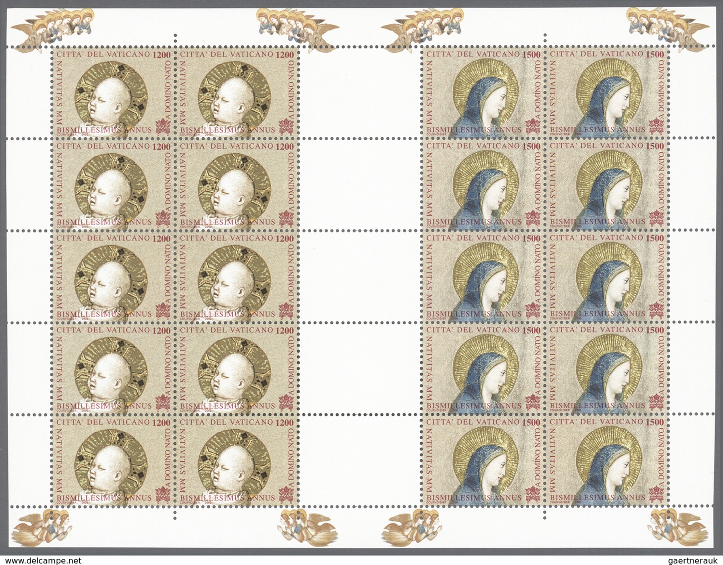 Vatikan: 2000, Christmas, 1200 L + 1500 L And 2000 L + 800 L, Two Undivided Pairs Of Miniature Sheet - Unused Stamps