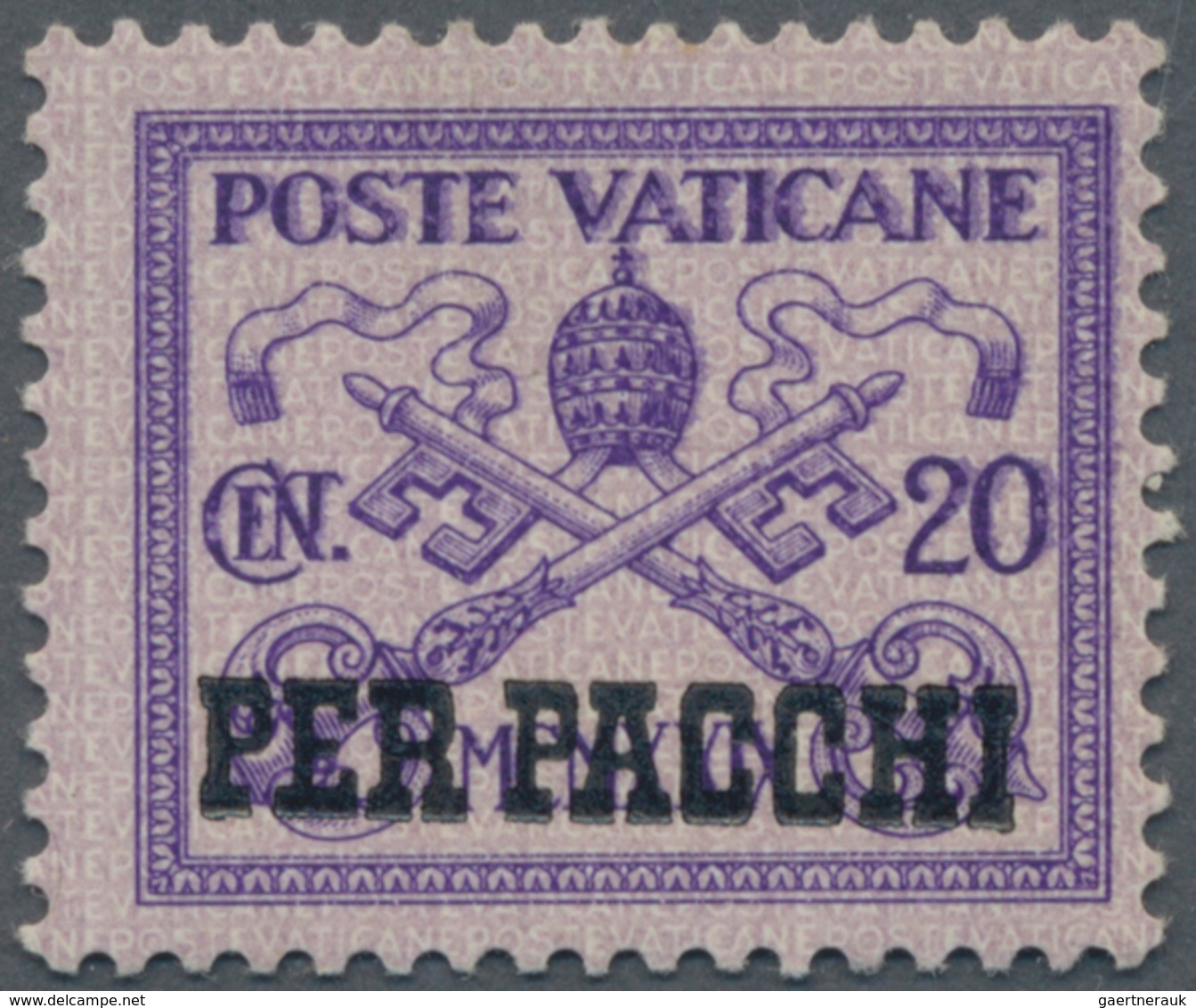Vatikan - Paketmarken: 1931, 20 C Violet/lilac With Partial Double Printing Of The Violet Frame. VF - Paketmarken