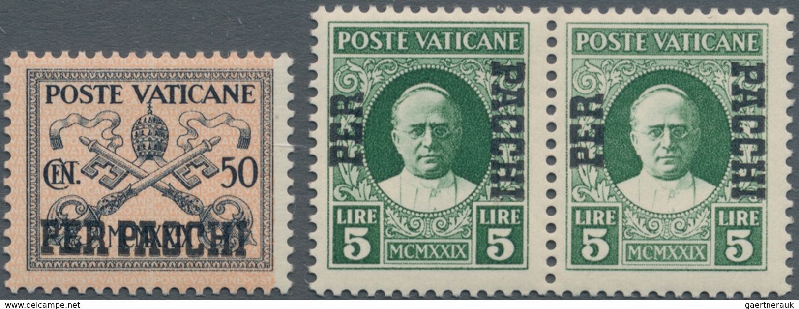 Vatikan - Paketmarken: 1931, 50 C Slate On Salmon With Background Printing Horizontally Shifted To T - Colis Postaux