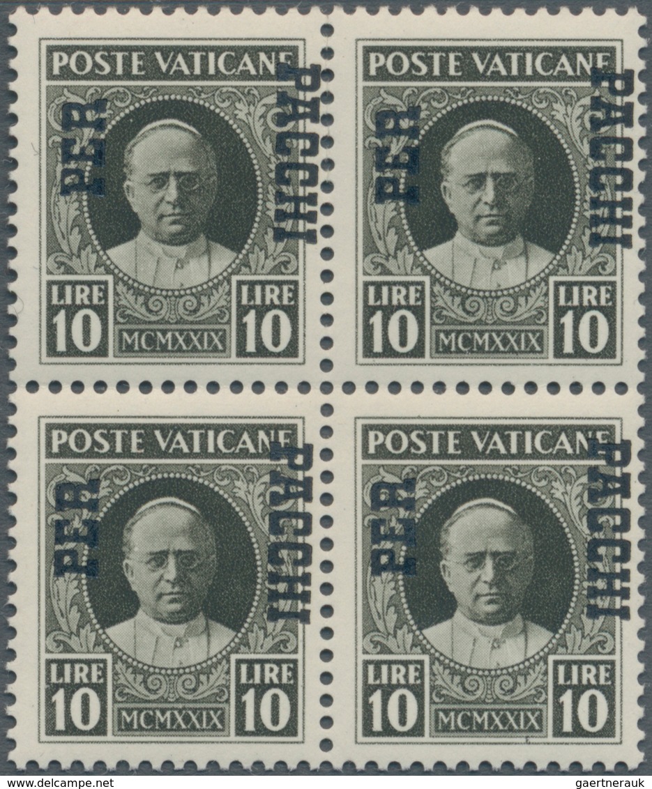 Vatikan - Paketmarken: 1931, 10 L Grey-black With Overprint "PER PACCHI" Shifted To The Right, Block - Parcel Post