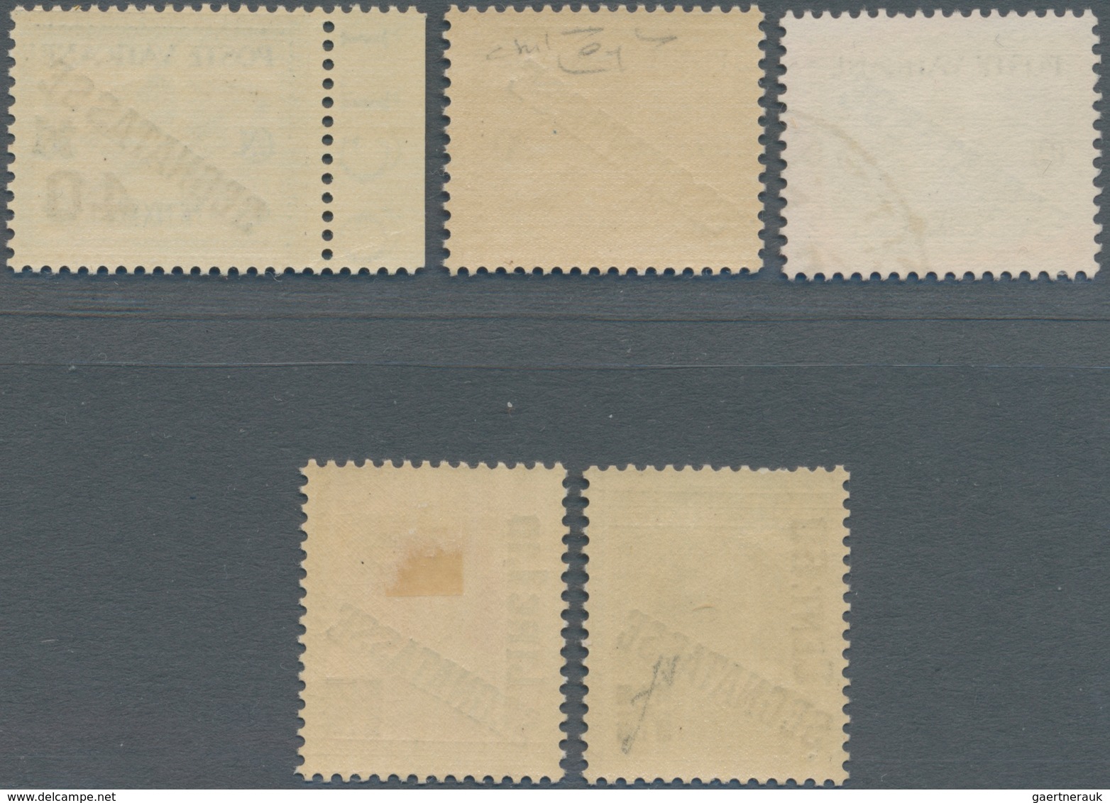 Vatikan - Portomarken: 1931, 5 C To 1,10 L On 2,50 L, Lot Of Five Stamps With Shifted Framelines (ba - Portomarken