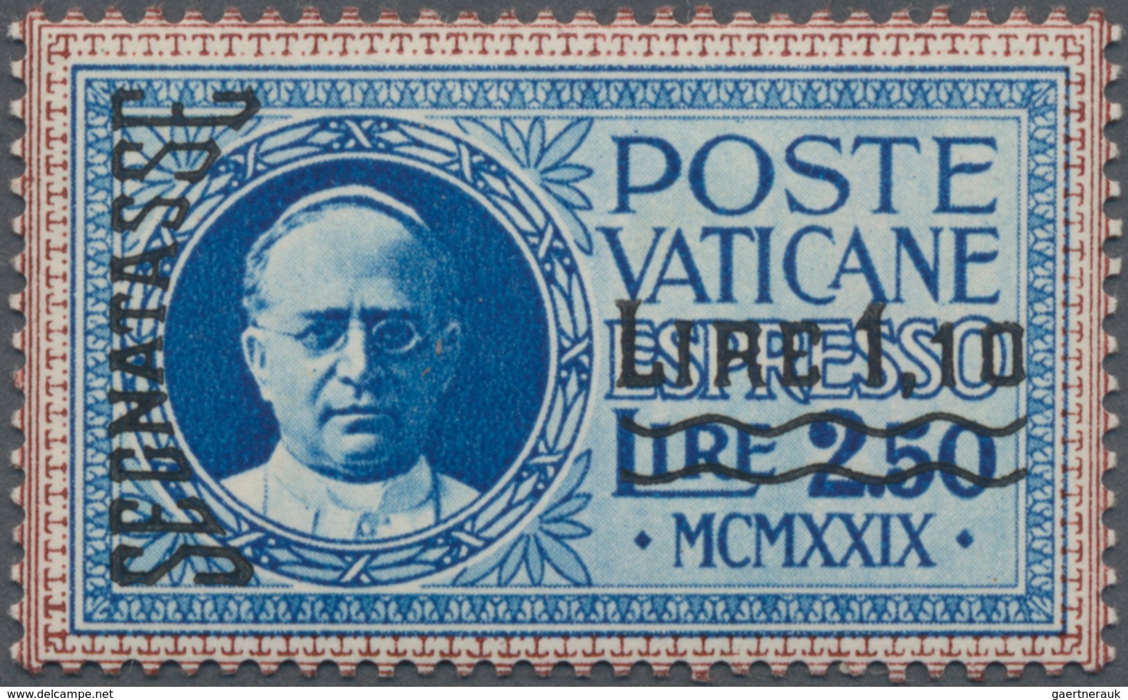 Vatikan - Portomarken: 1931, 1,10 L On 2,50 L Blue Express Stamp, Unissued PROOF With Surcharge In B - Postage Due