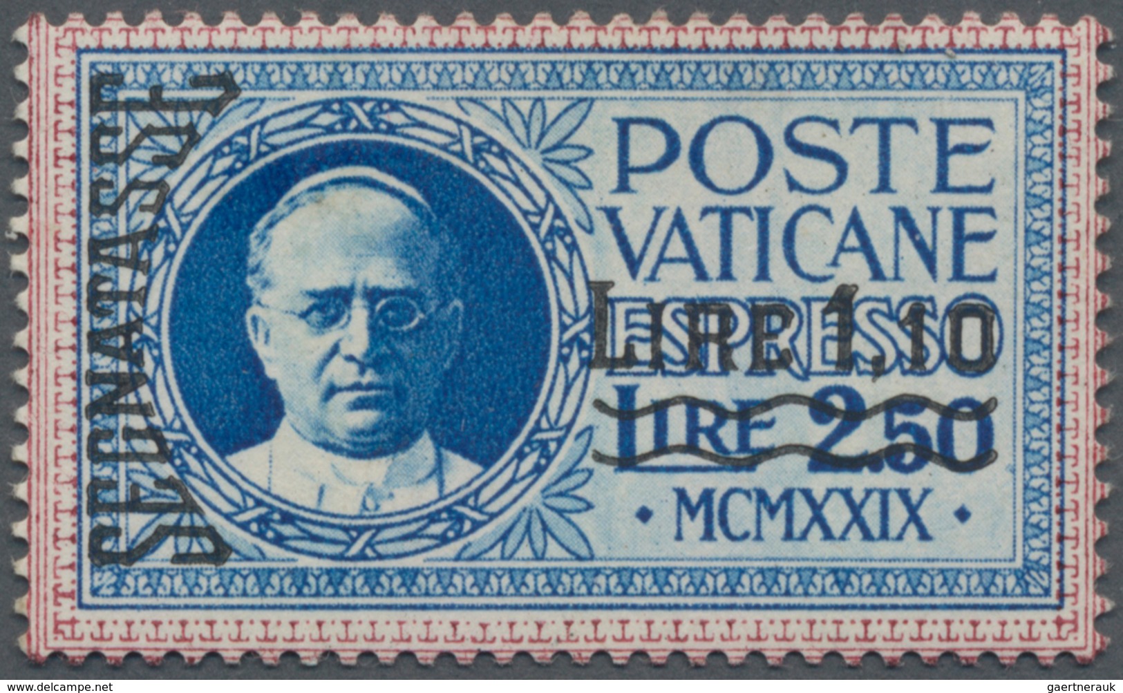 Vatikan - Portomarken: 1931, 1,10 L On 2,50 L Blue Express Stamp, Unissued PROOF With Surcharge In B - Postage Due