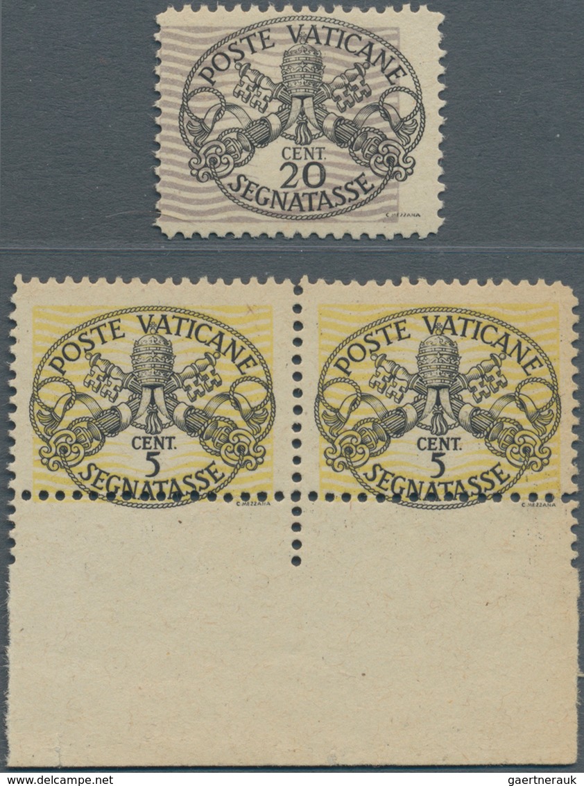 Vatikan - Portomarken: 1946, 5 C To 2 L "coat Of Arms" With Broad Background Lines, Lot With 3 Varie - Portomarken