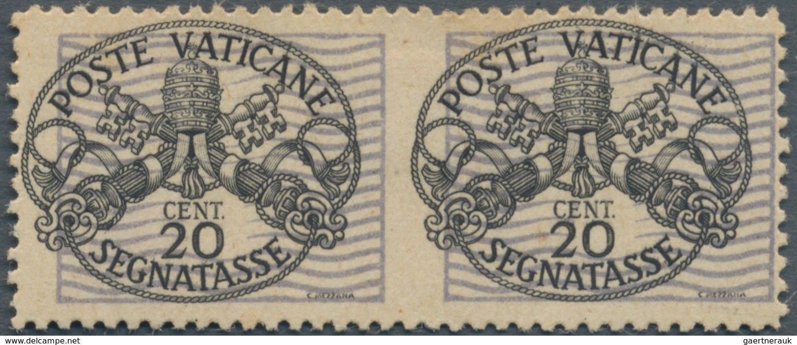 Vatikan - Portomarken: 1945, 20 C Black/grey-violet "coat Of Arms", Horizontal Pair With Vertically - Postage Due