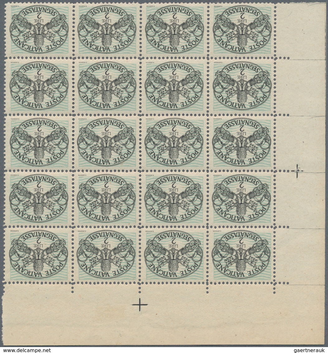 Vatikan - Portomarken: 1946, 2 L Black/bright Blue "coat Of Arms" With Broad Background Lines, Block - Postage Due