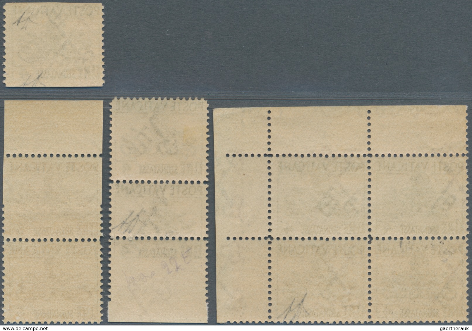 Vatikan - Portomarken: 1954, 4 L Black/rose, Lot Of 3 Varieties: Single Stamp Horizontally Imperfora - Portomarken