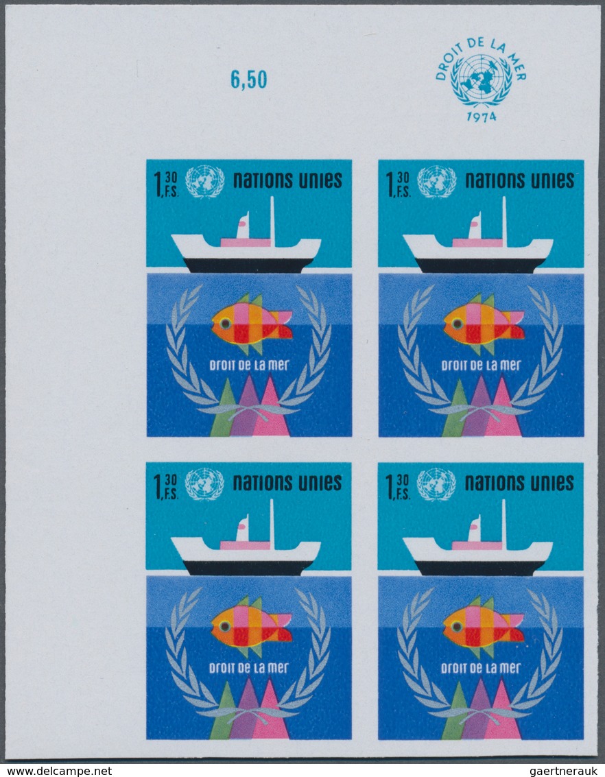 Vereinte Nationen - Genf: 1974. IMPERFORATE Corner Block Of 4 For The Issue "Law Of The Sea" Showing - Other & Unclassified